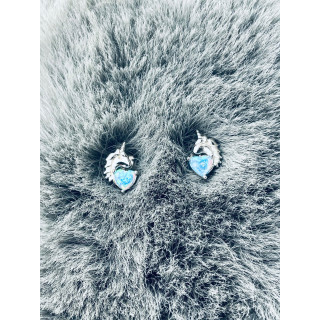Einhorn 925 Silber Ohrringe Herz mit Opal