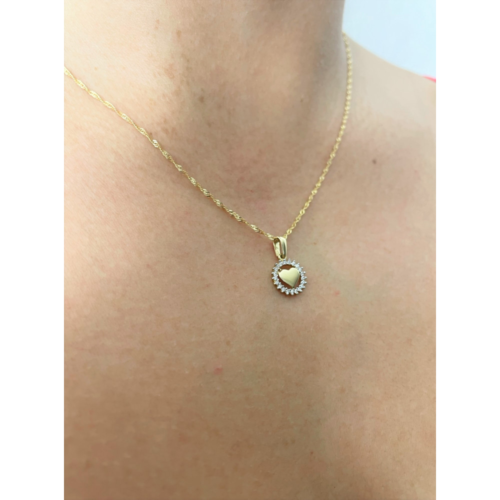 Złoty wisiorek zawieszka serce z cyrkoniami