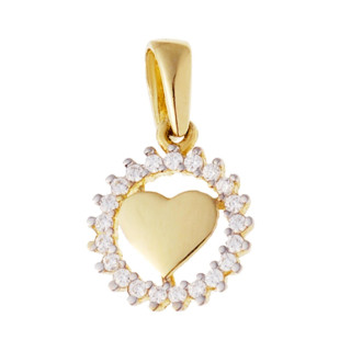Złoty wisiorek zawieszka serce z cyrkoniami