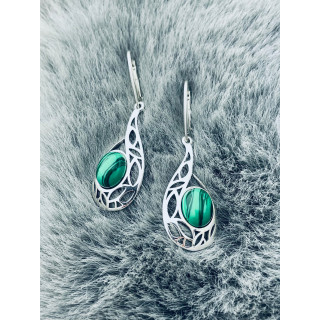 Träne 925 Silber Ohrringe mit Malachitstein