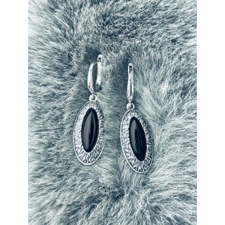 Katzenauge 925 Silber Ohrringe mit Onyx