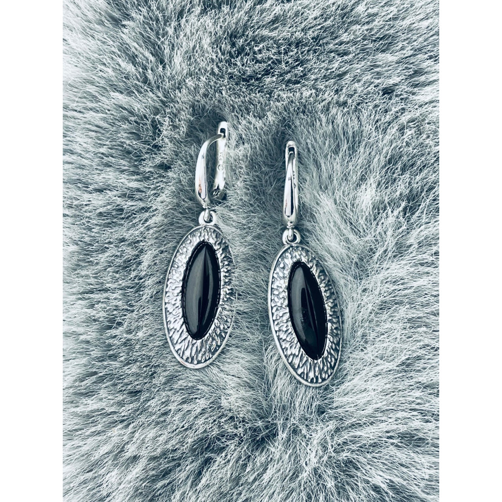 Katzenauge 925 Silber Ohrringe mit Onyx