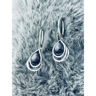 copy of Srebrne kolczyki wiszące krople łezki z zielonym malachitem