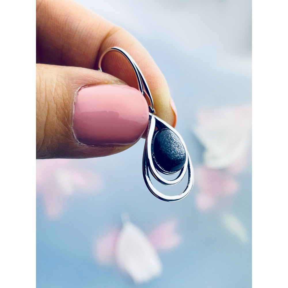 Srebrne kolczyki wiszące krople łezki gwiezdny pył