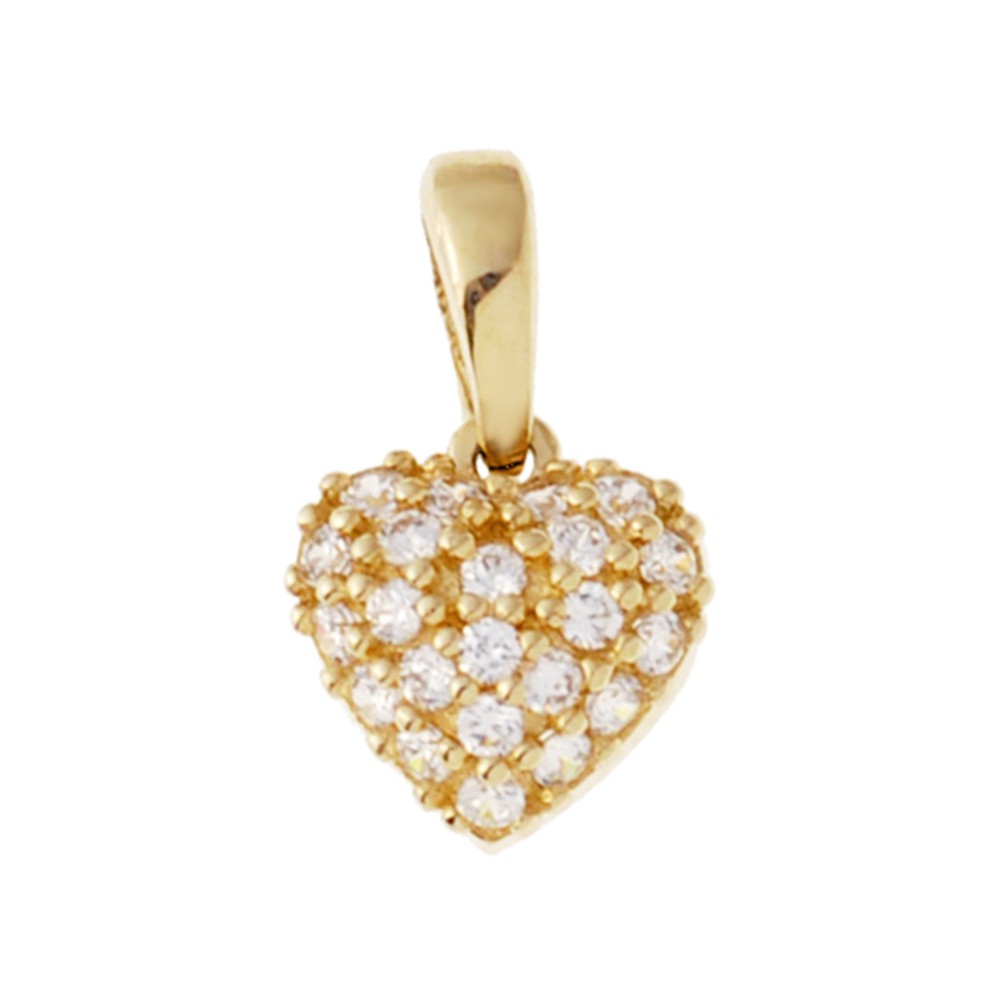 Złoty wisiorek zawieszka serce z cyrkoniami