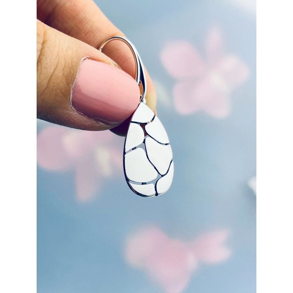 copy of Srebrne kolczyki wiszące krople łezki z zielonym malachitem