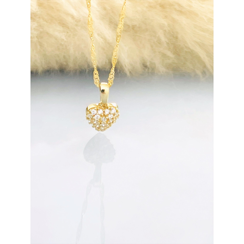 Złoty wisiorek zawieszka serce z cyrkoniami