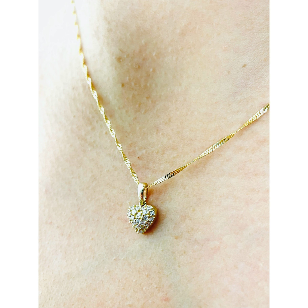 Złoty wisiorek zawieszka serce z cyrkoniami