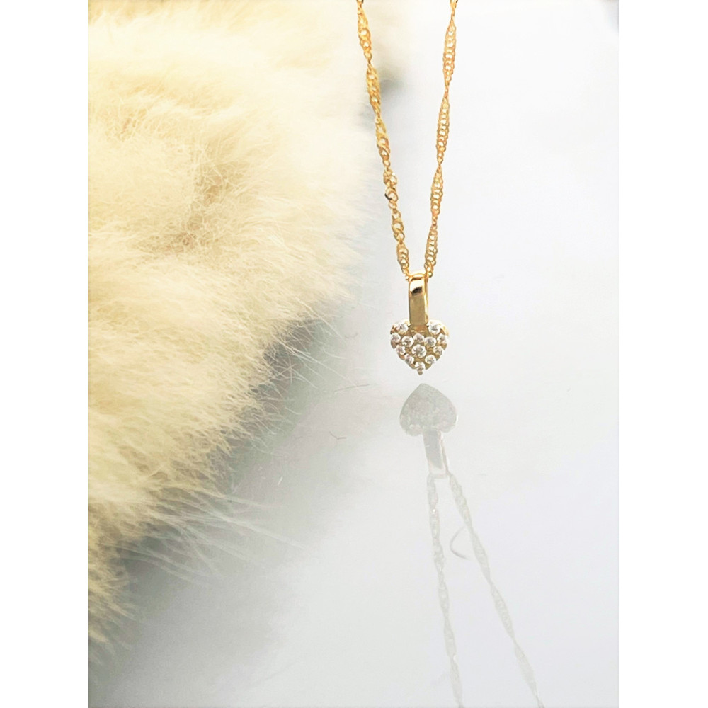 Złoty wisiorek zawieszka serce z cyrkoniami