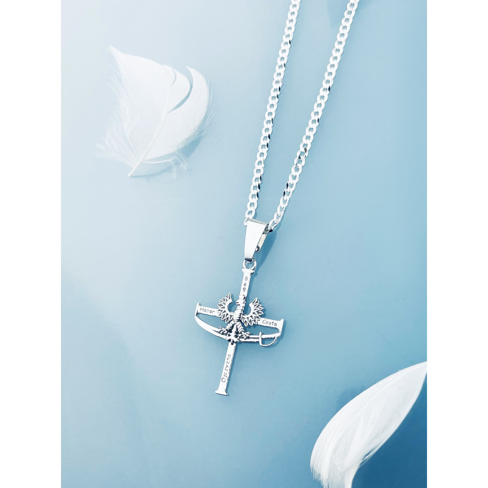 Anhänger Kreuz Kreuzanhänger aus Sterlingsilber mit Adler und Zobel