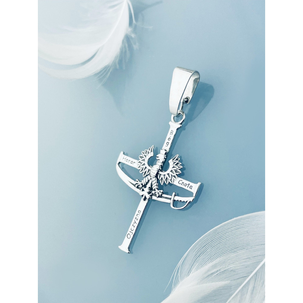 Anhänger Kreuz Kreuzanhänger aus Sterlingsilber mit Adler und Zobel