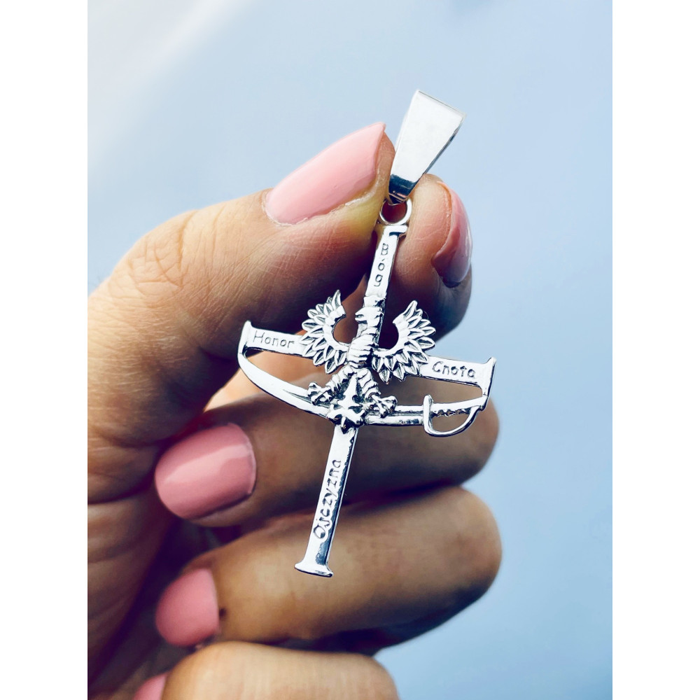 Anhänger Kreuz Kreuzanhänger aus Sterlingsilber mit Adler und Zobel