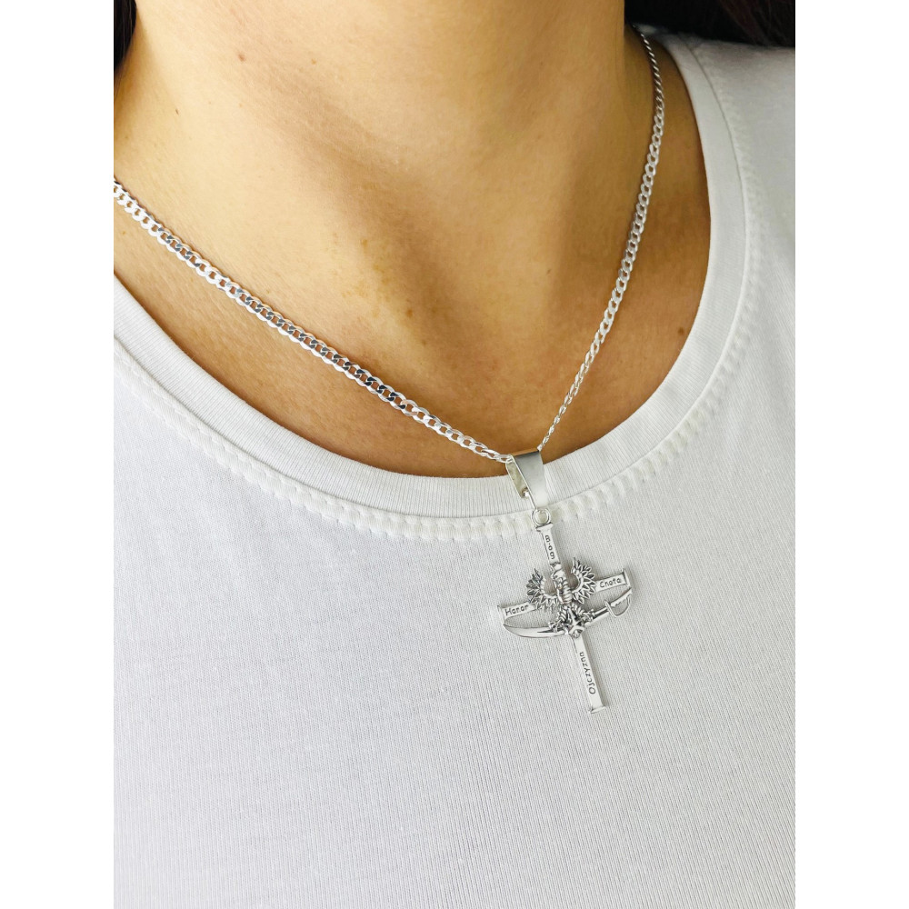 Anhänger Kreuz Kreuzanhänger aus Sterlingsilber mit Adler und Zobel