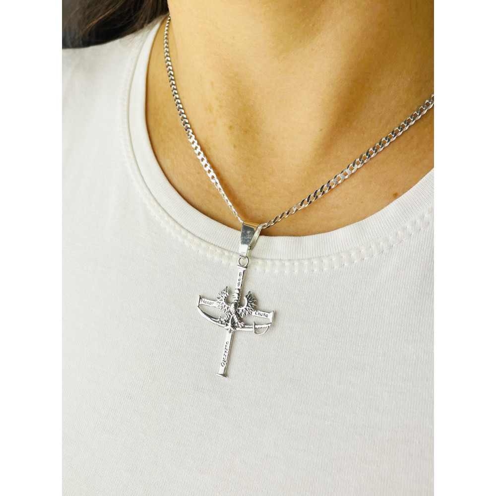 Anhänger Kreuz Kreuzanhänger aus Sterlingsilber mit Adler und Zobel