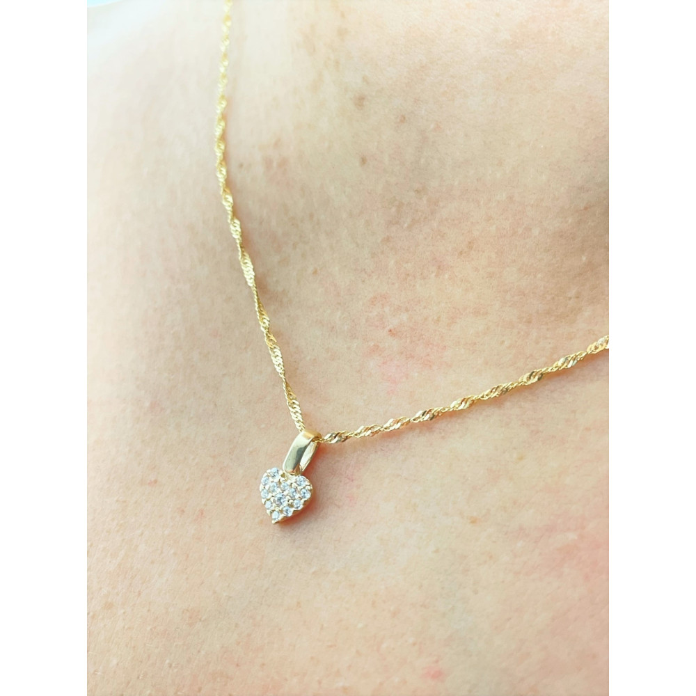 Złoty wisiorek zawieszka serce z cyrkoniami