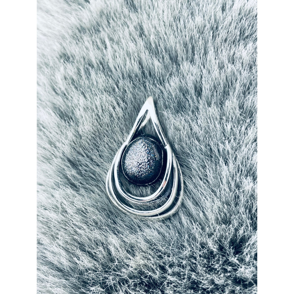 Tropfen 925 Silber Anhänger mit Sternenstaub