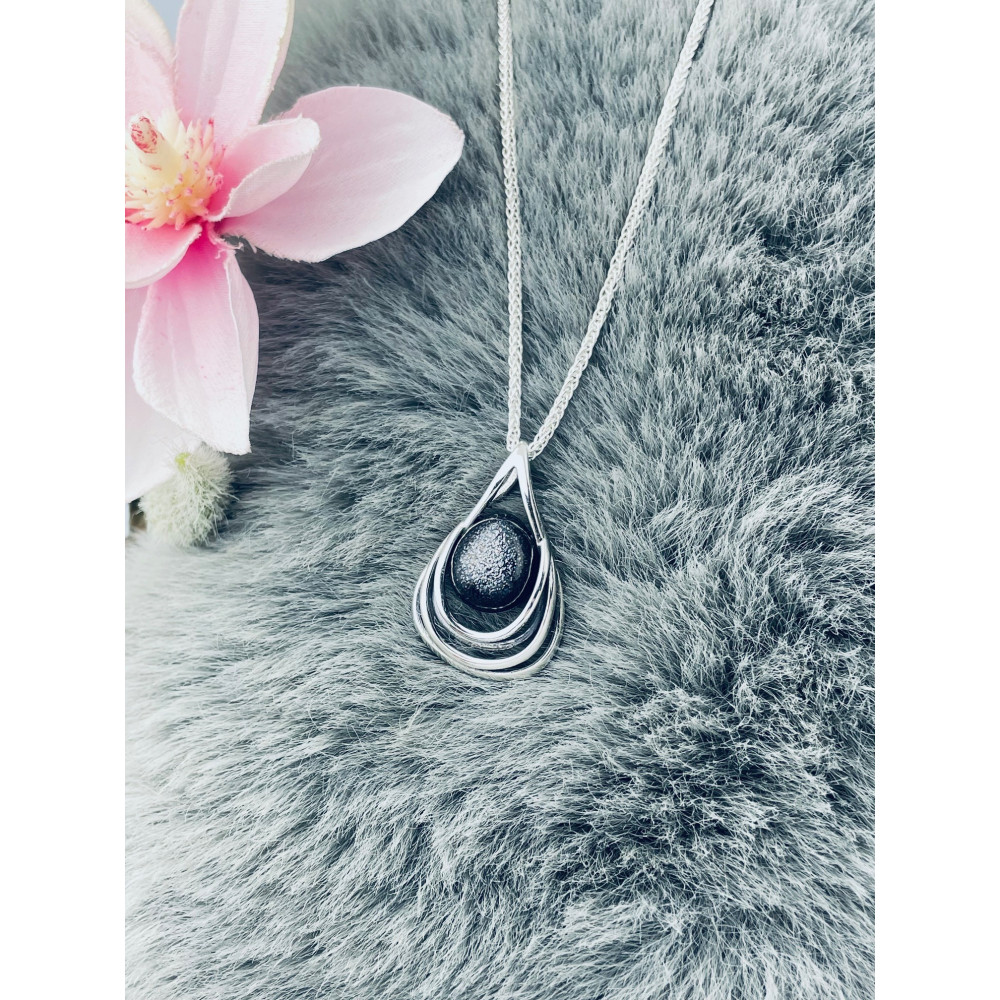 Tropfen 925 Silber Anhänger mit Sternenstaub