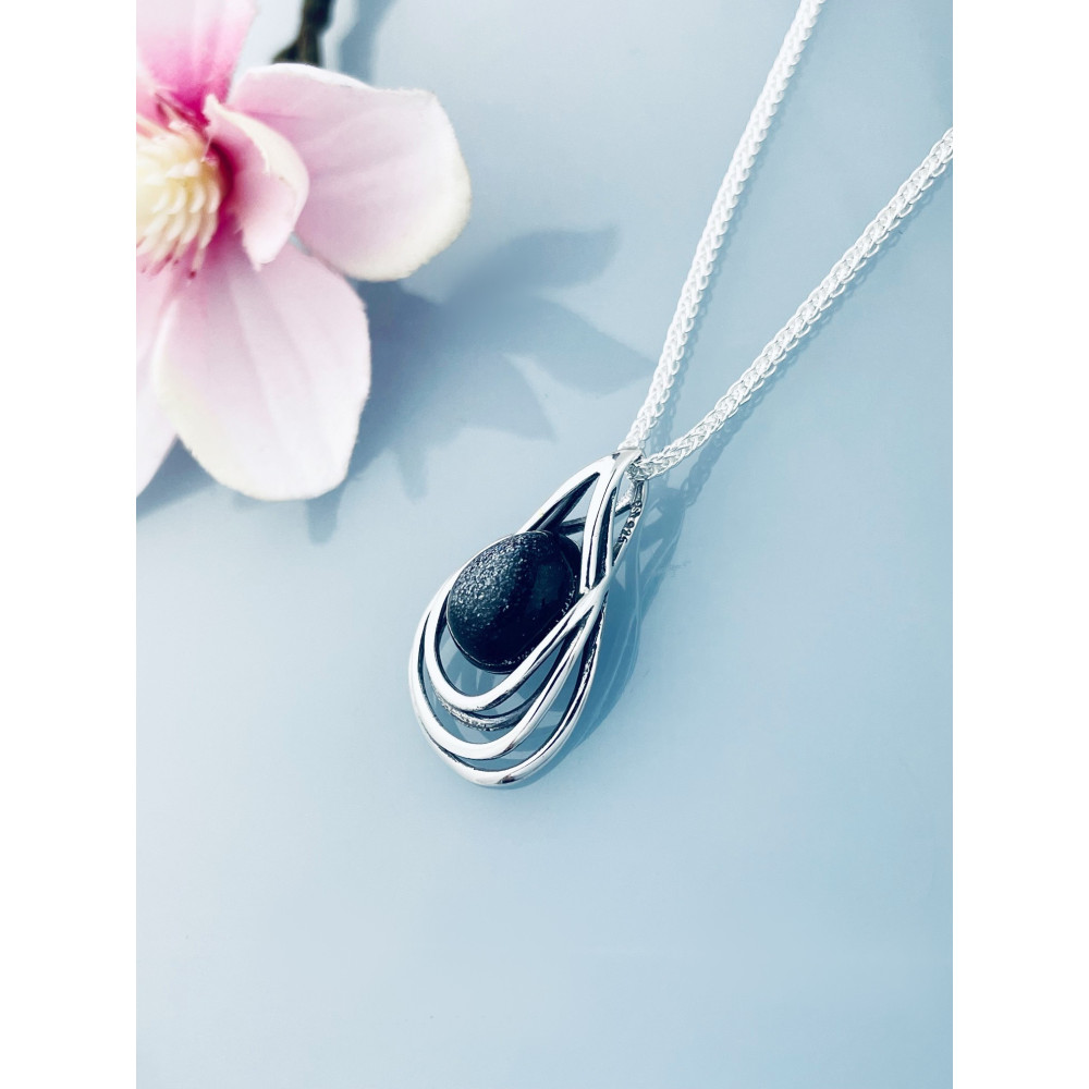 Tropfen 925 Silber Anhänger mit Sternenstaub