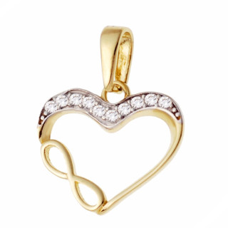 Złoty wisiorek zawieszka serce nieskończoność z cyrkoniami