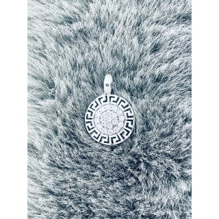 griechischer Kreis 925 Silber mit Zirkonia Damen Medaillon Anhänger
