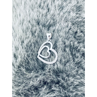 Srebrny wisiorek zawieszka serce serduszko z cyrkoniami dwa serca