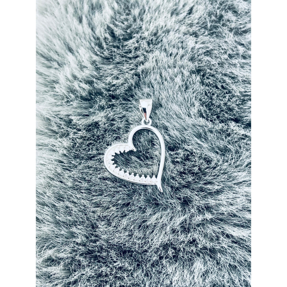 925 Silber Damen Medaillon Anhänger Herz mit Zirkonia