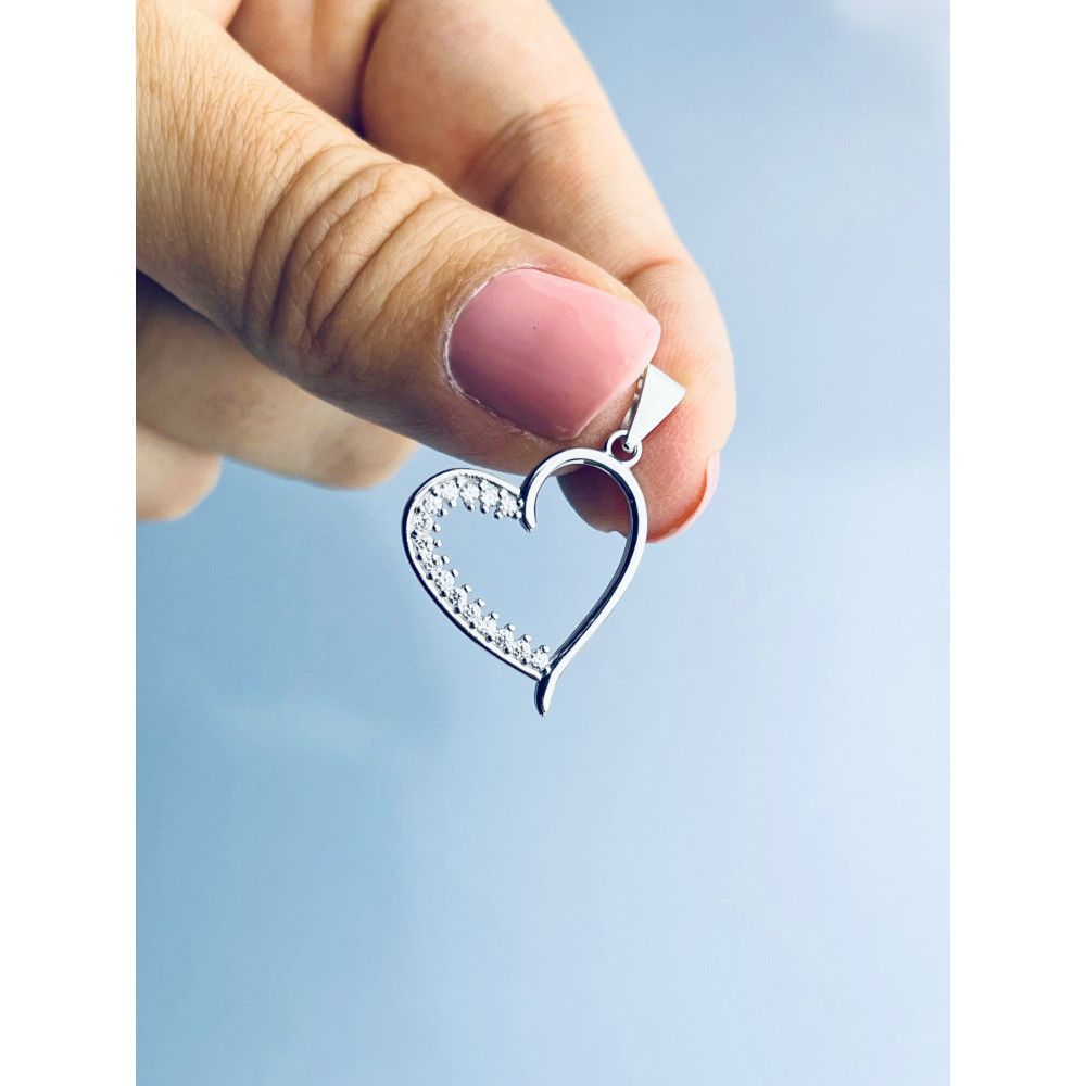 Srebrny wisiorek zawieszka serce serduszko z cyrkoniami