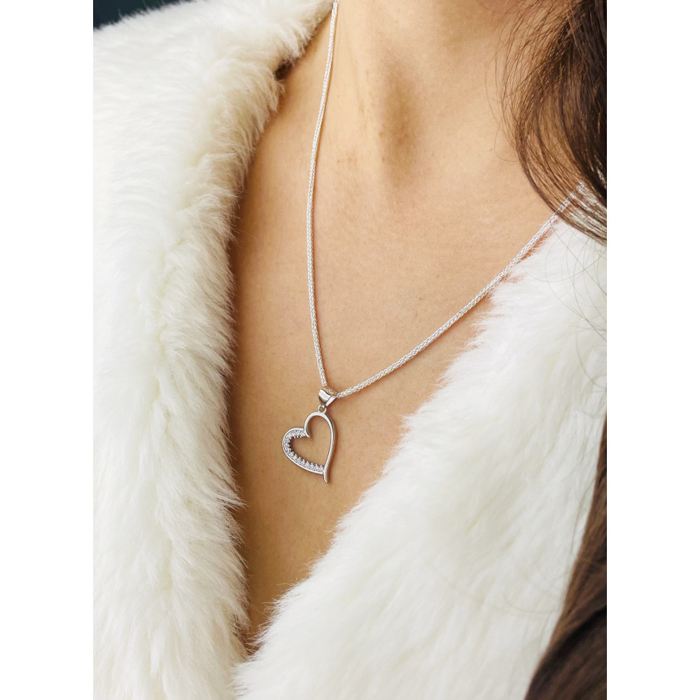 925 Silber Damen Medaillon Anhänger Herz mit Zirkonia