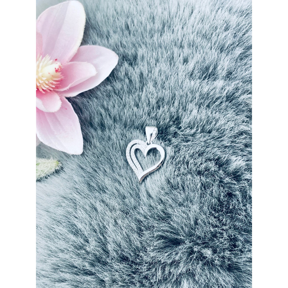 925 Silber Damen Medaillon Anhänger Herz mit Zirkonia