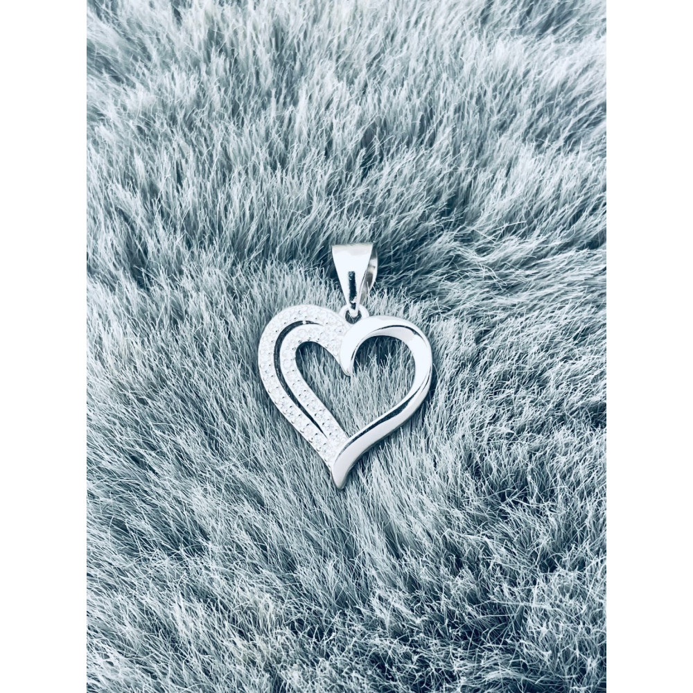 Srebrny wisiorek zawieszka serce serduszko z cyrkoniami