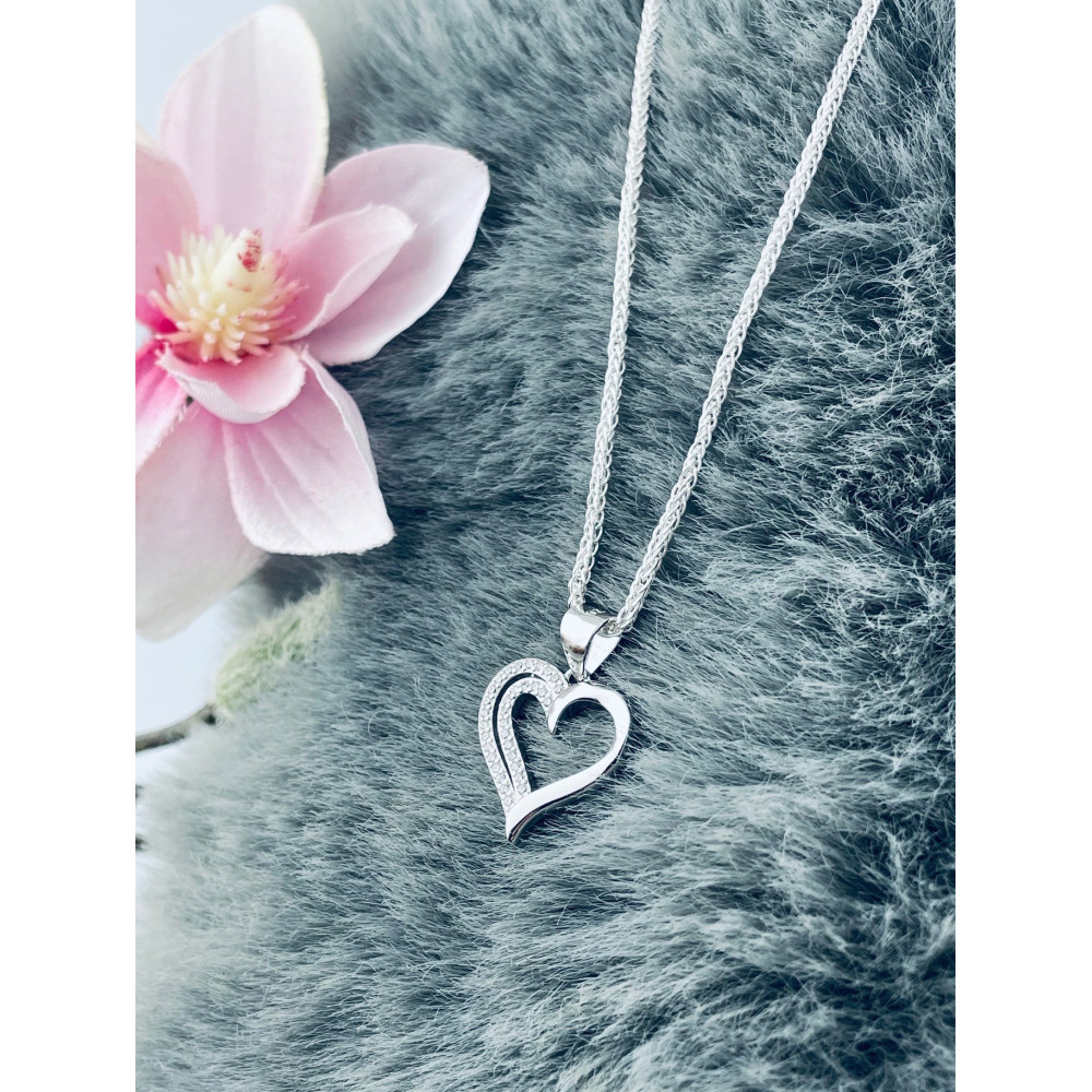 925 Silber Damen Medaillon Anhänger Herz mit Zirkonia