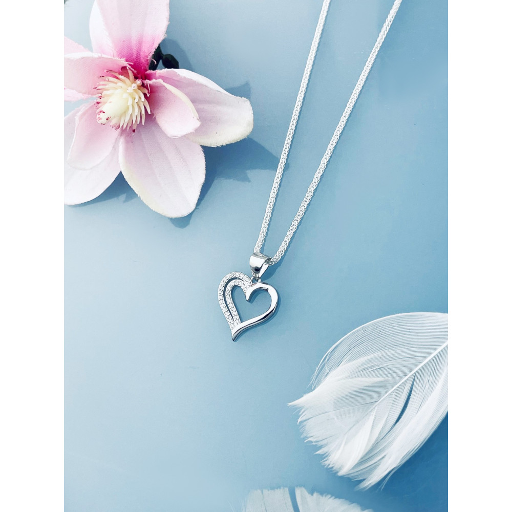 925 Silber Damen Medaillon Anhänger Herz mit Zirkonia