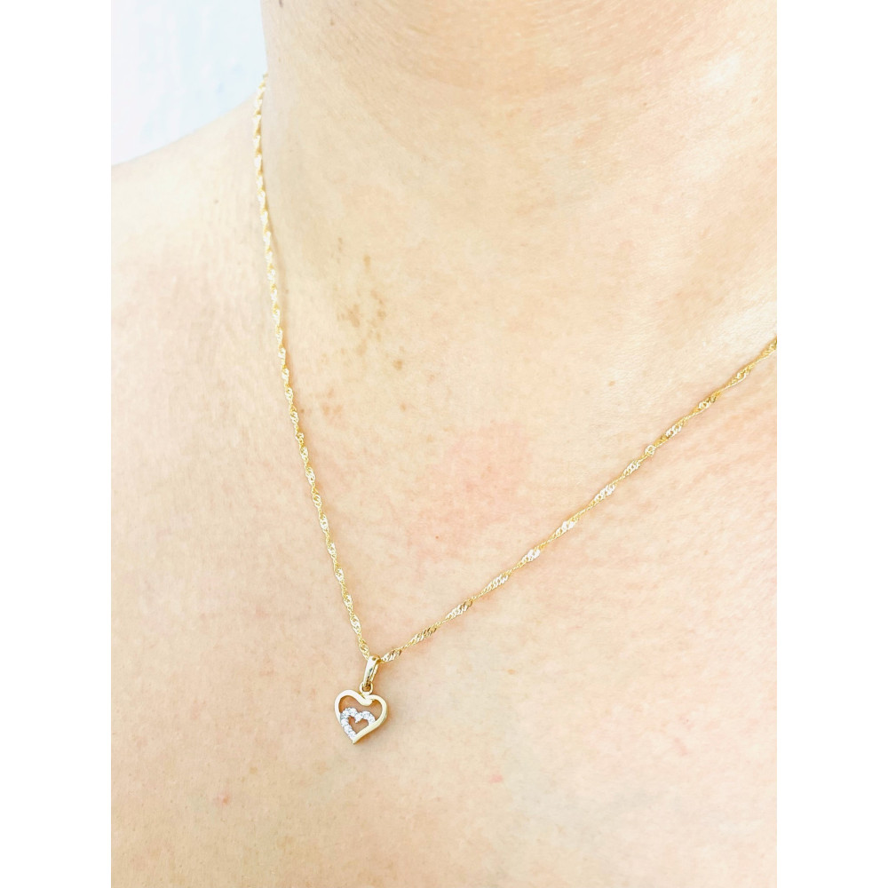 Złoty wisiorek zawieszka serce z cyrkoniami