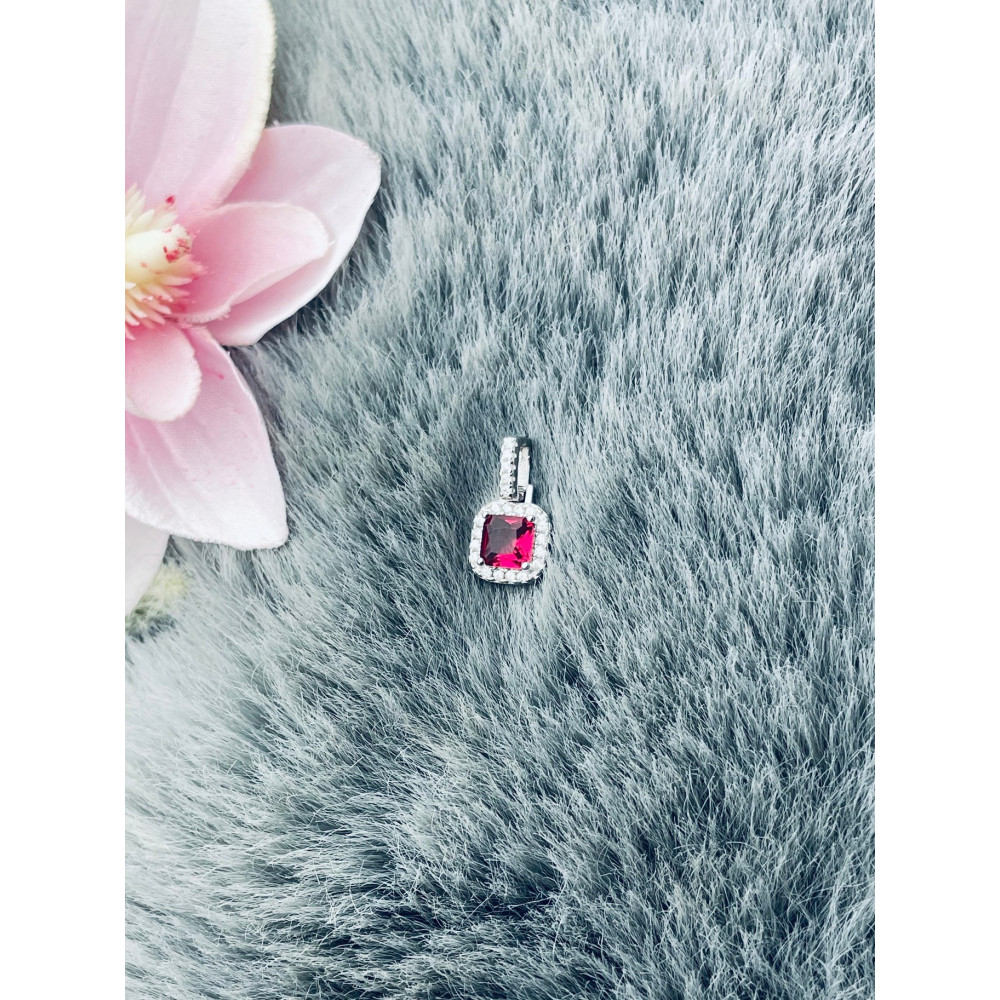 Quadrat 925 Silber Damen Medaillon Anhänger mit Zirkonia