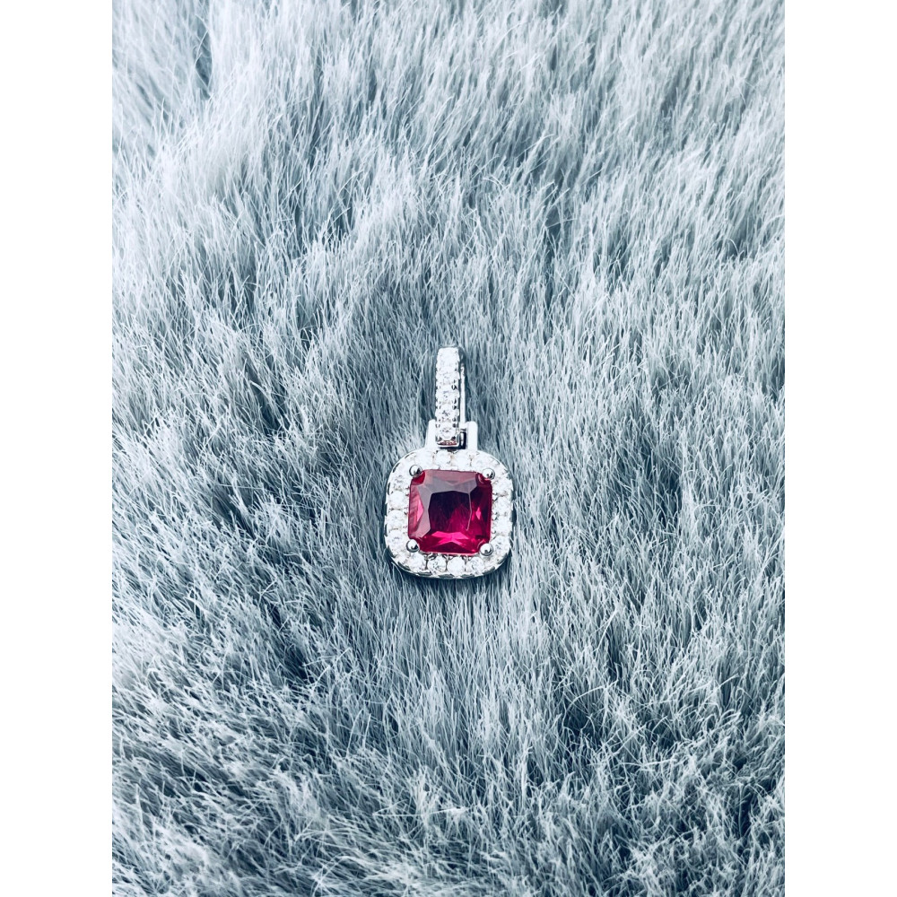 Quadrat 925 Silber Damen Medaillon Anhänger mit Zirkonia