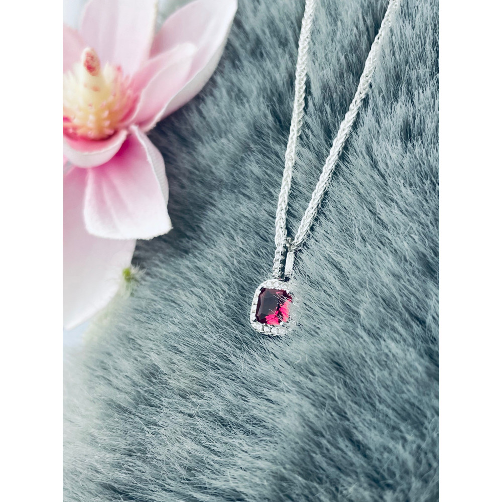 Quadrat 925 Silber Damen Medaillon Anhänger mit Zirkonia