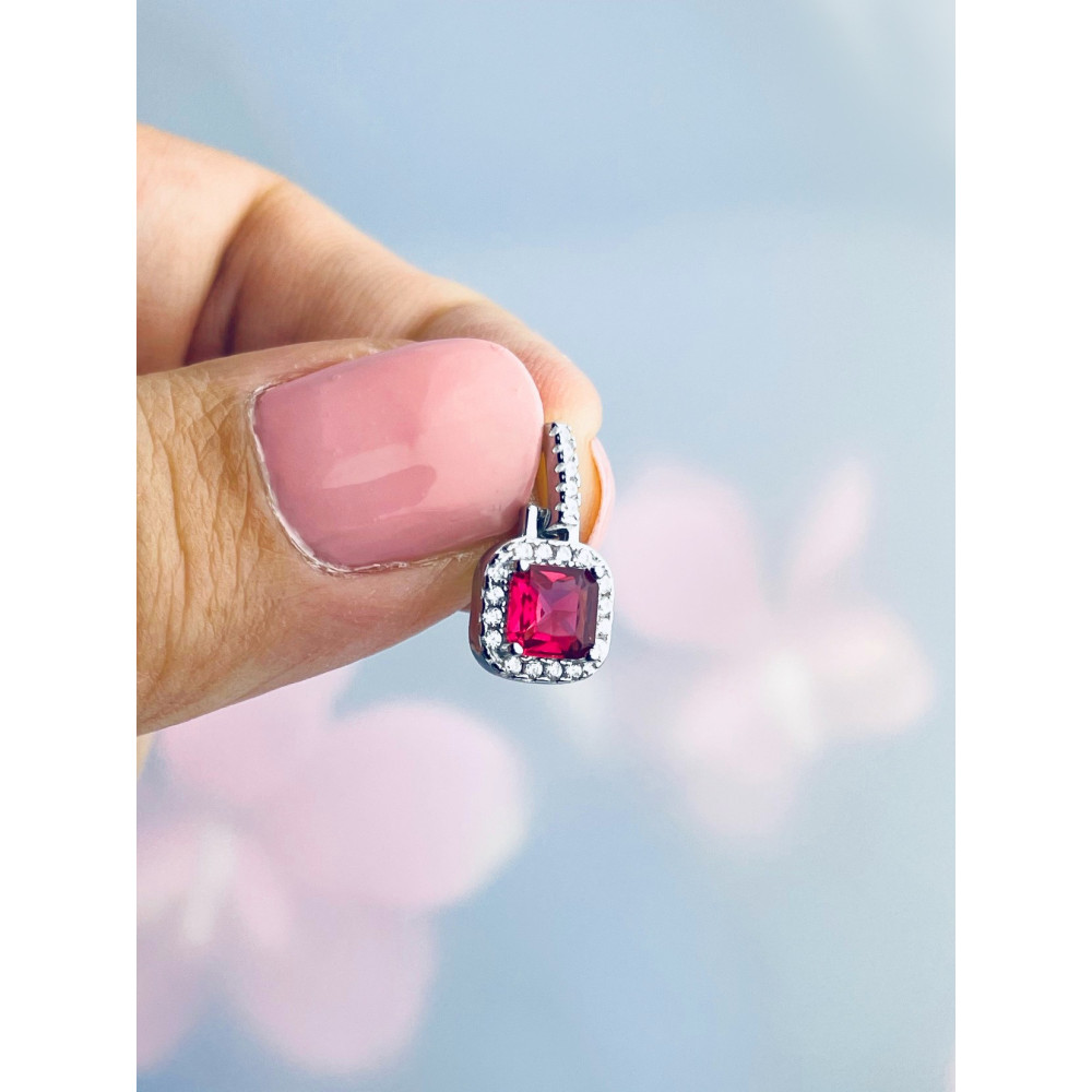 Quadrat 925 Silber Damen Medaillon Anhänger mit Zirkonia