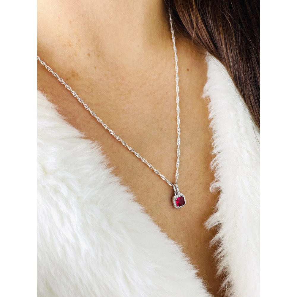 Quadrat 925 Silber Damen Medaillon Anhänger mit Zirkonia