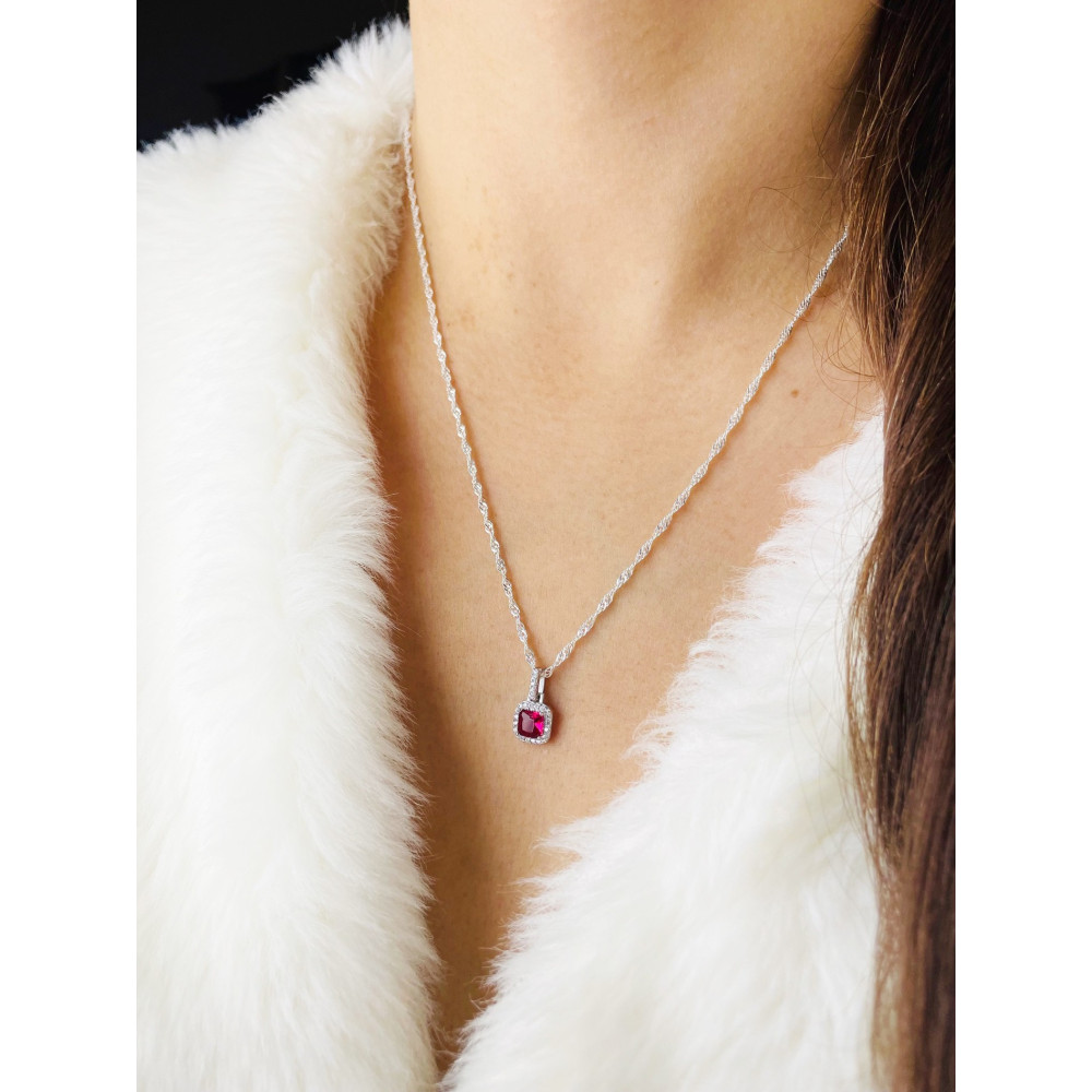 Quadrat 925 Silber Damen Medaillon Anhänger mit Zirkonia