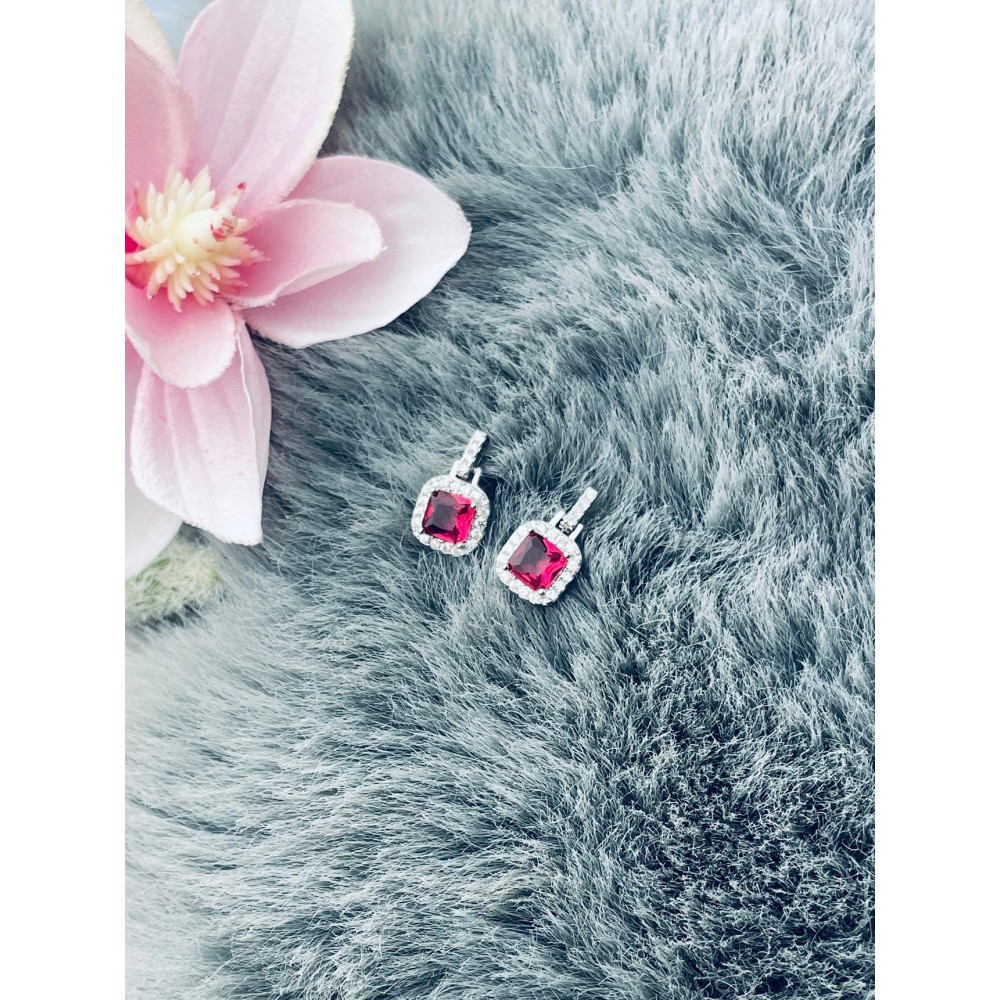 Quadrat 925 Silber Ohrringe mit Zirkonia