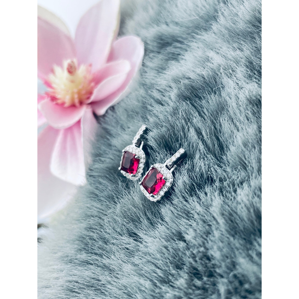 Quadrat 925 Silber Ohrringe mit Zirkonia