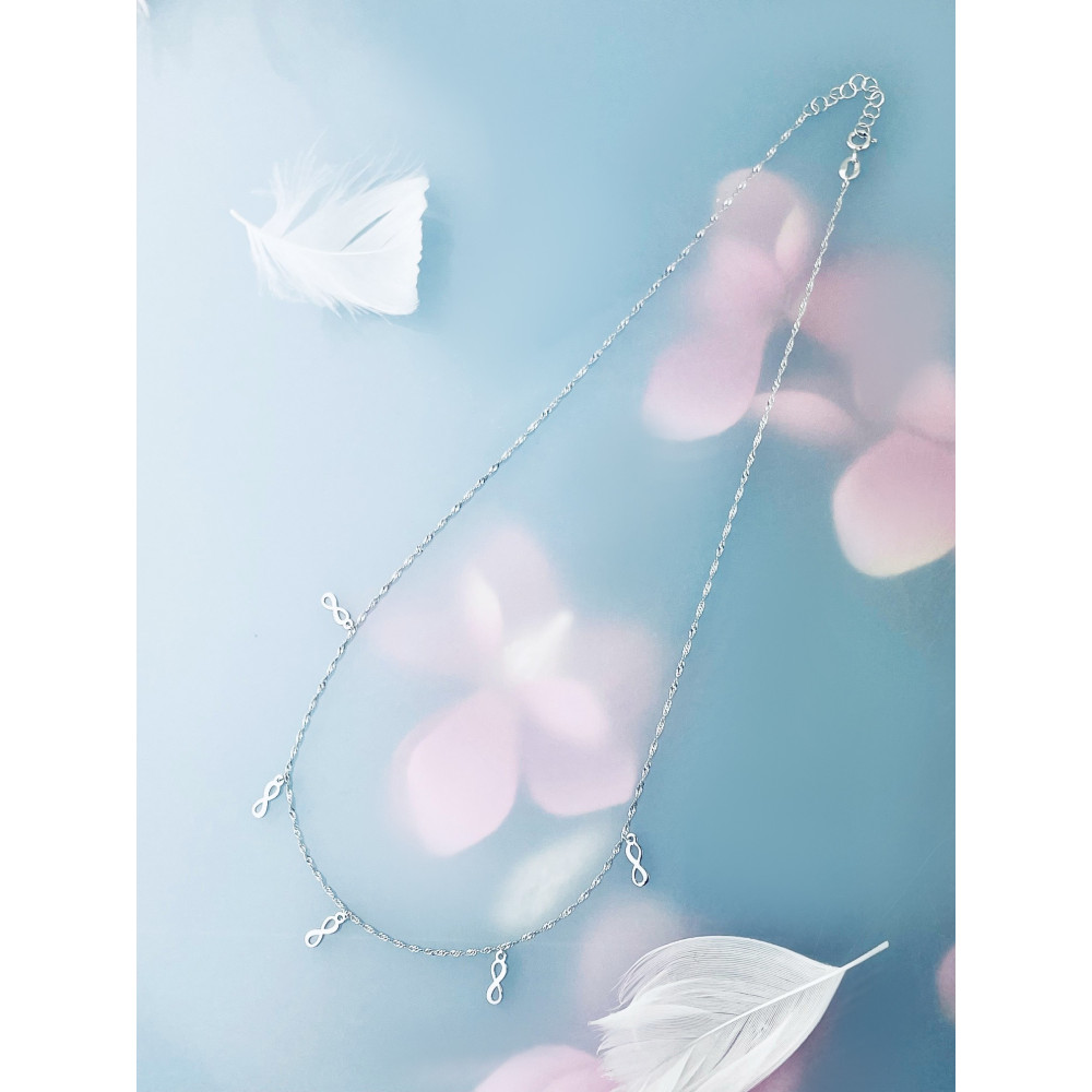 Infinity 925 Silber Halskette Singapur Magic Halsband Damen