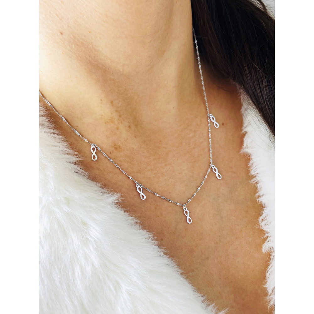 Infinity 925 Silber Halskette Singapur Magic Halsband Damen