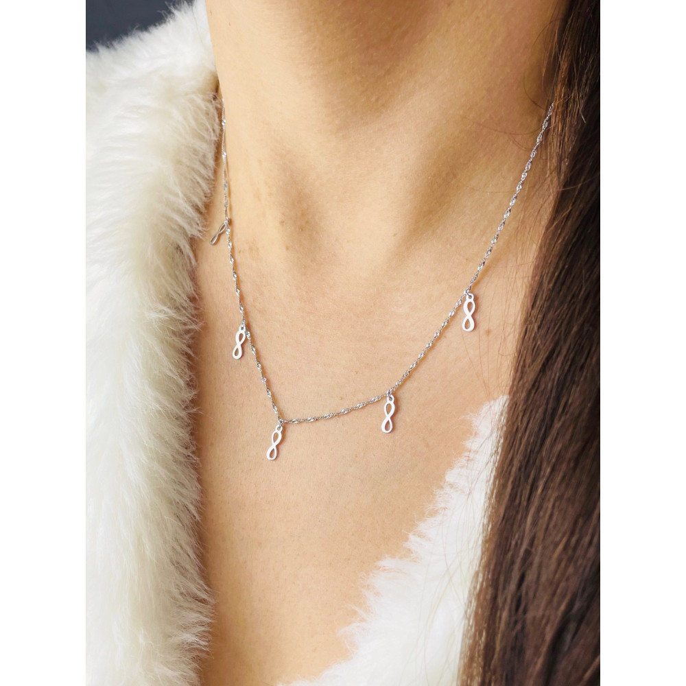 Infinity 925 Silber Halskette Singapur Magic Halsband Damen