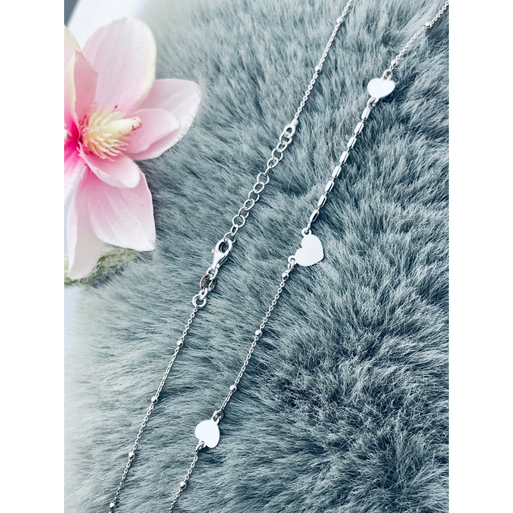 Kugel 925 Silber Halskette mit Herz Halsband Damen