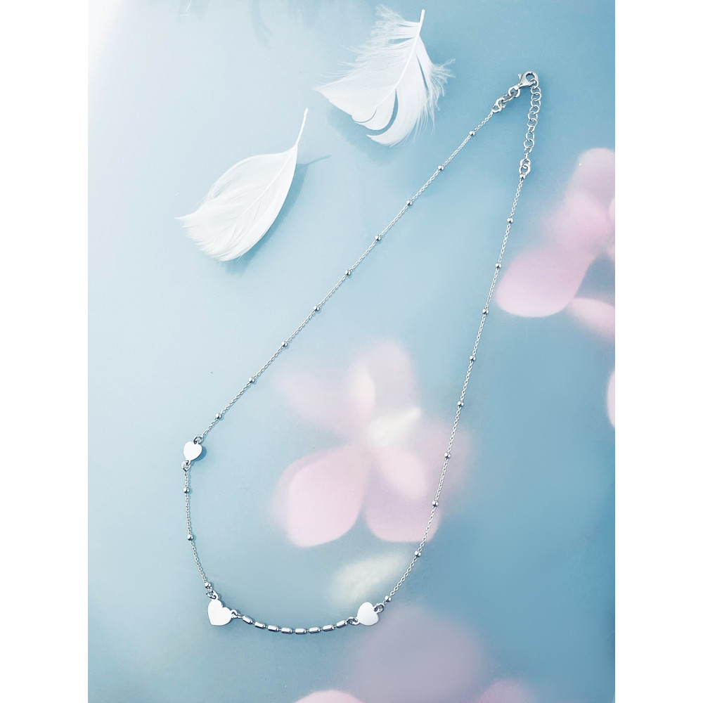 Kugel 925 Silber Halskette mit Herz Halsband Damen