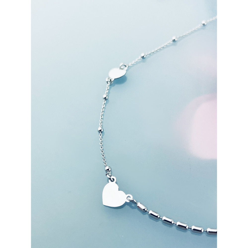 Kugel 925 Silber Halskette mit Herz Halsband Damen