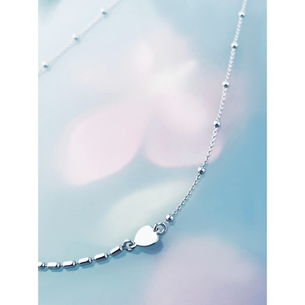 Kugel 925 Silber Halskette mit Herz Halsband Damen