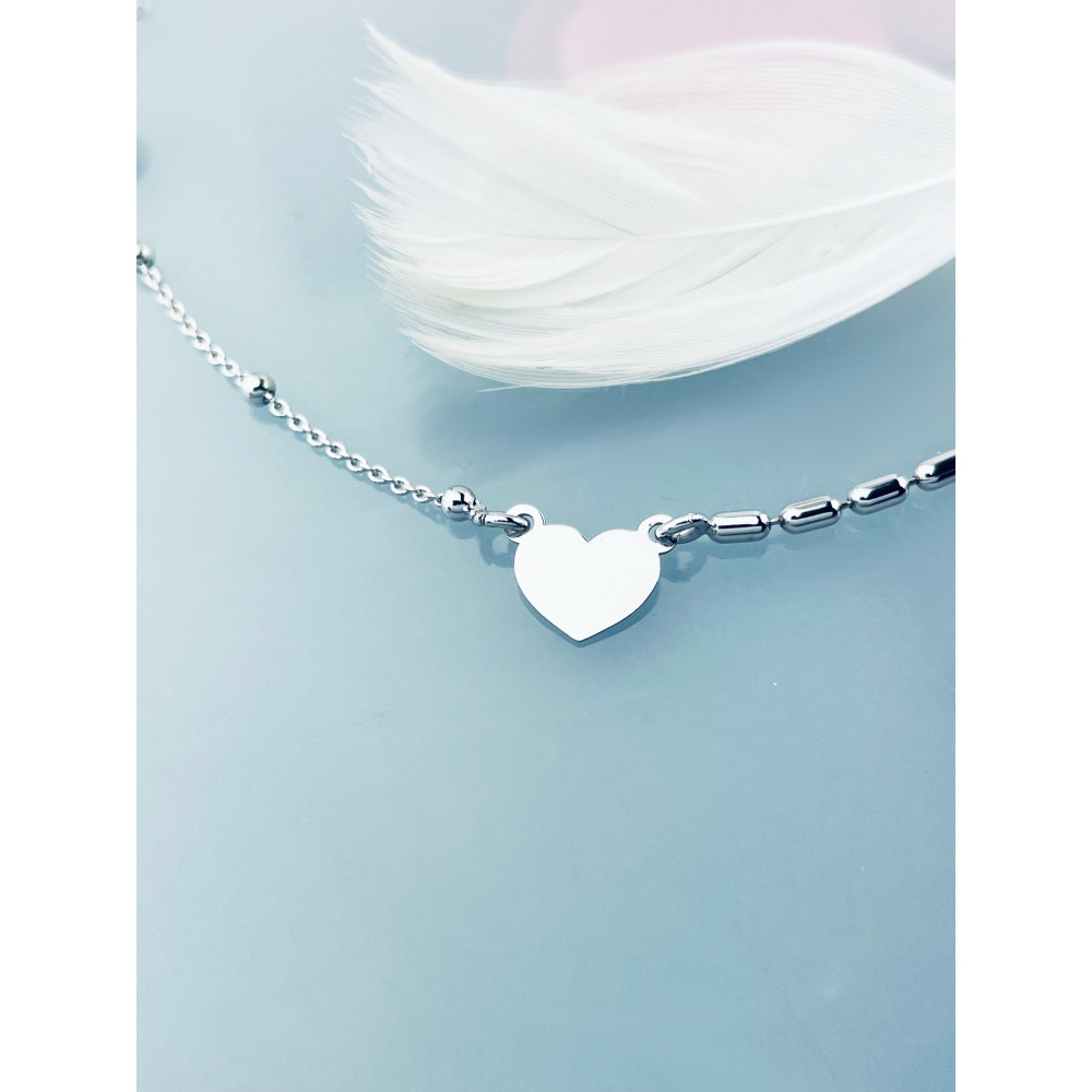 Kugel 925 Silber Halskette mit Herz Halsband Damen
