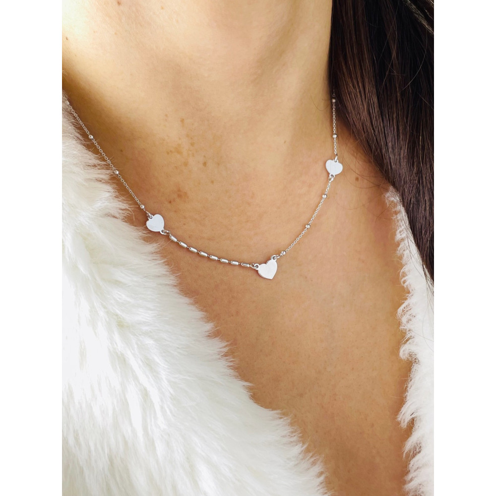 Kugel 925 Silber Halskette mit Herz Halsband Damen